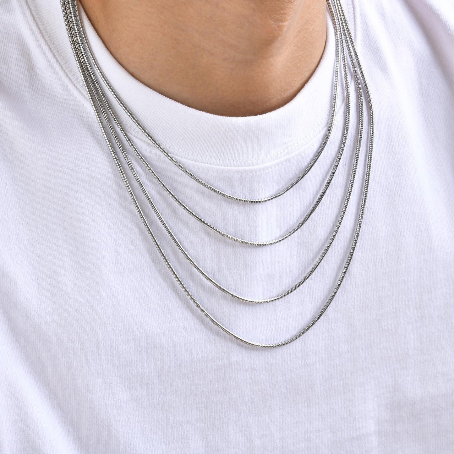 3MM Wide Stainless Steel Round Snake Chain Necklace
