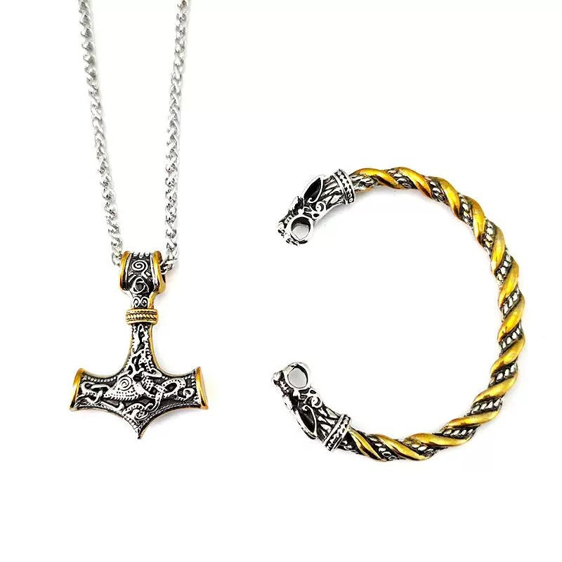 Planderful Viking Rune Hammer Necklace For Men Stainless Steel Pendant Durable Bold