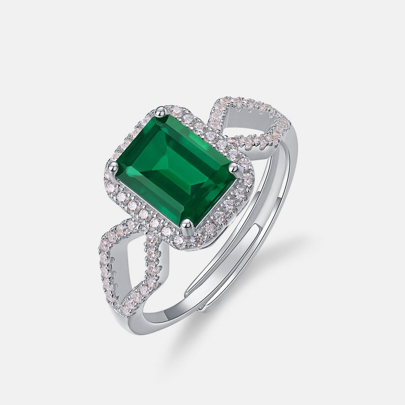 Planderful Classic Lab-Grown Emerald Sterling Silver Ring – 6 × 8 mm, 1.2 ct