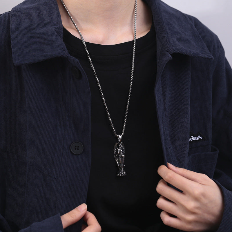 Titanium Steel Necklace – Statement Skull Angel