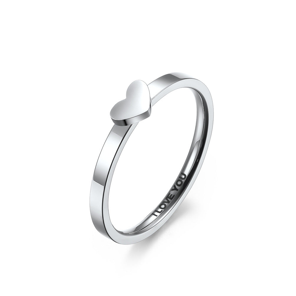 Japanese Simple Hollow Love-Shaped Couple Ring for Engagement