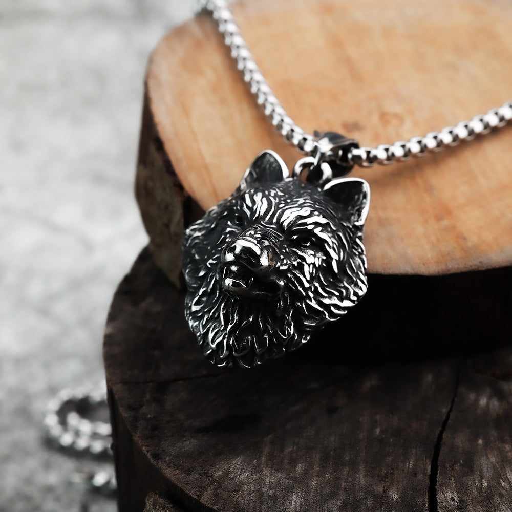 Hip-Hop European and American Neckwear Viking Wolf Pendant
