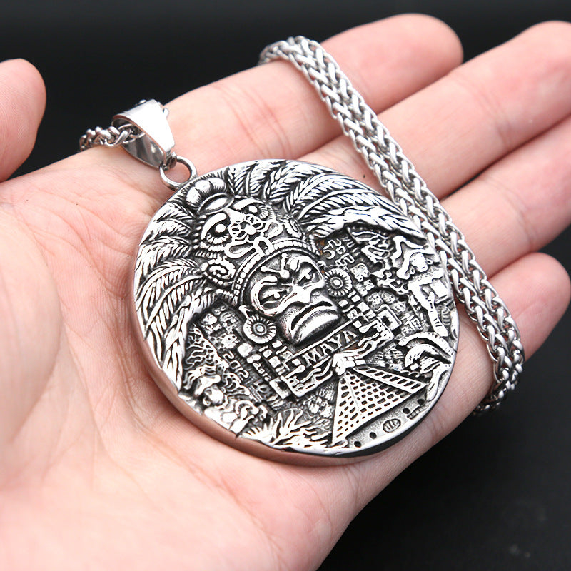 Relief Big Stainless Steel Men's Pendant Necklace