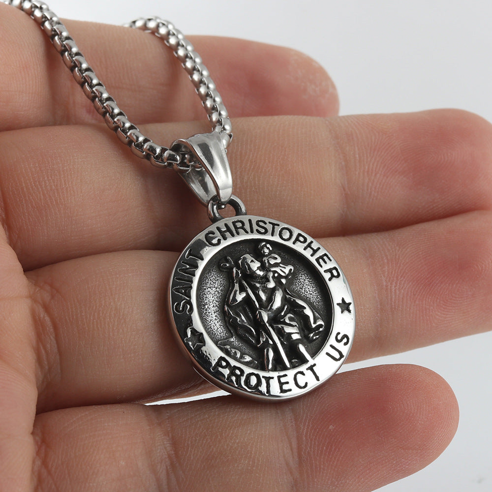 European And American Stainless Steel Patron Saint Pendant