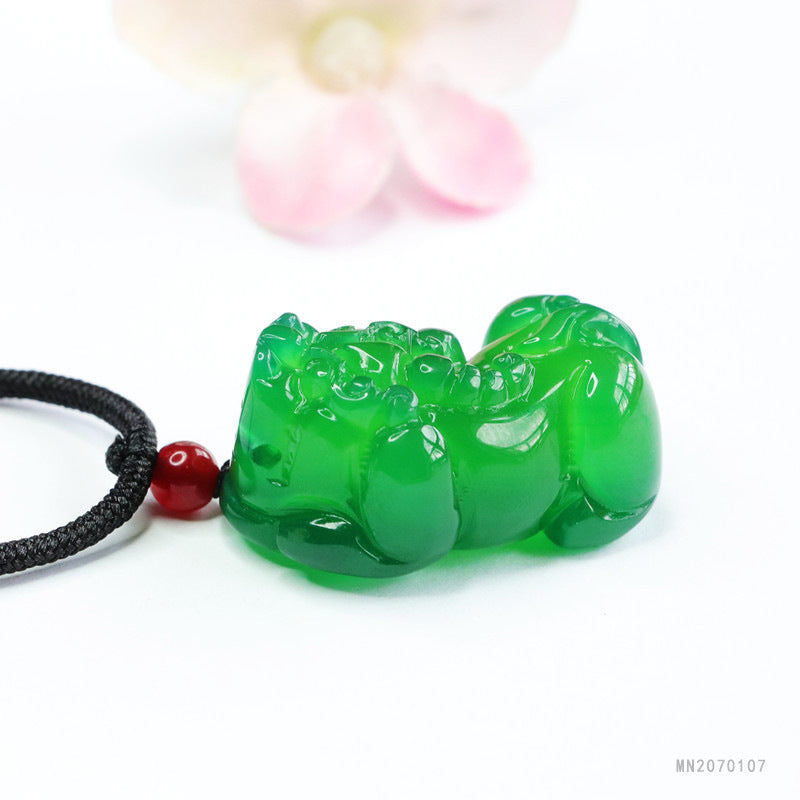 Green Chalcedony Pixiu Pendant