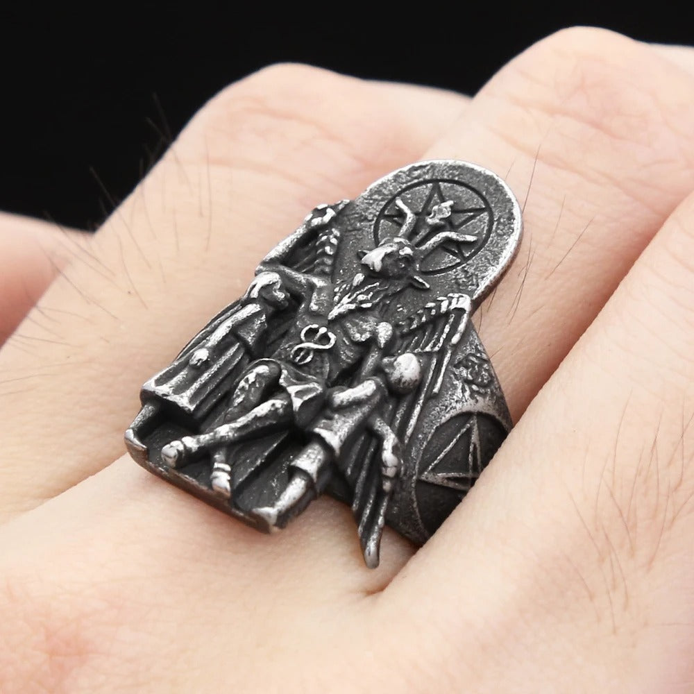 Planderful Stainless Steel Ring For Men Warrior Anubis Skull Punk Style Bold Durable