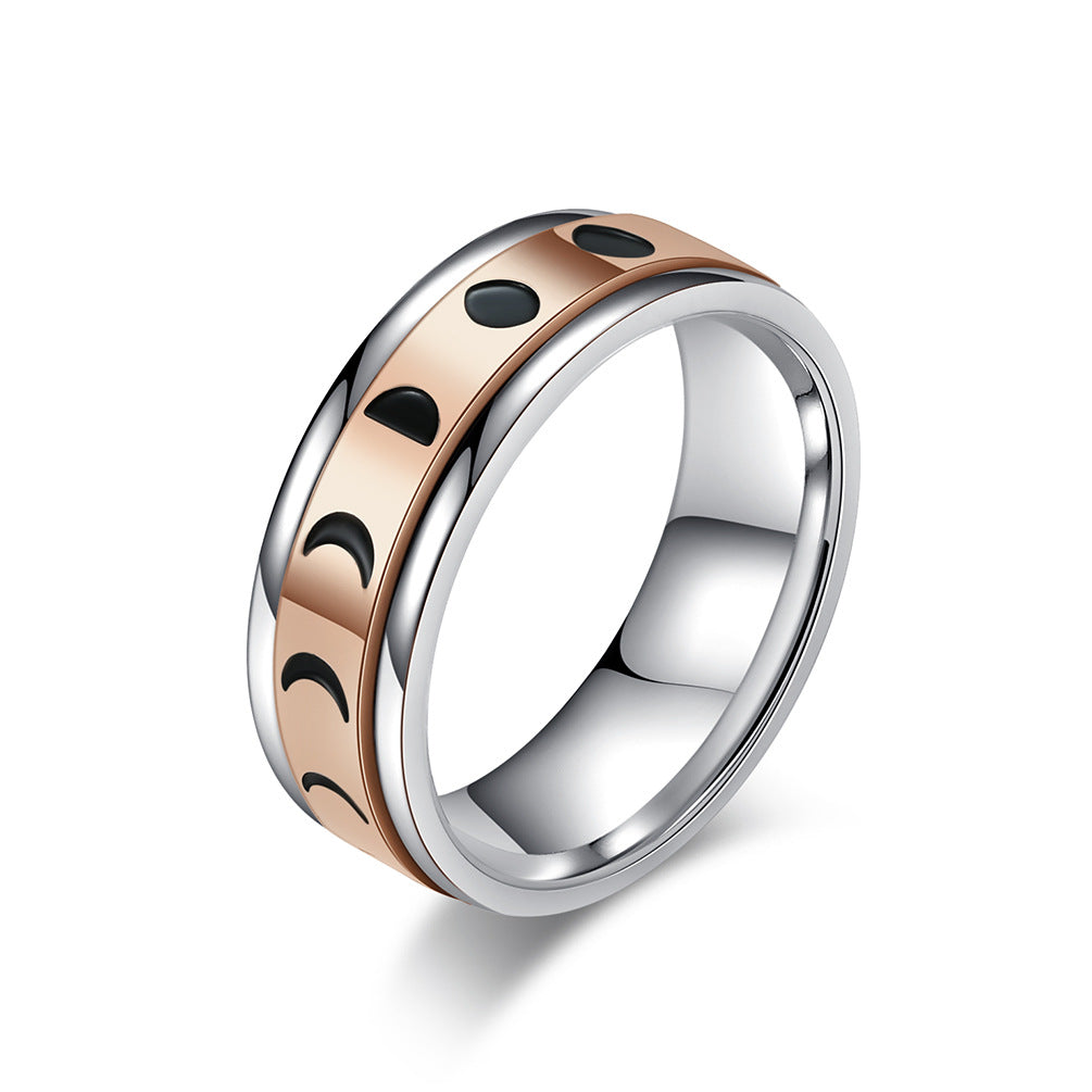 Planderful Total Solar Eclipse Anxiety Relief Ring Rotatable Stainless Steel Fidget Jewelry For Stress Relief