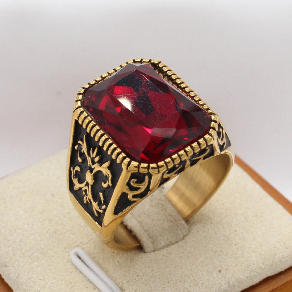 Planderful Everyday Genie Titanium Steel Ring For Men And Women Unisex Cross Gemstone Jewelry With Protection Symbol