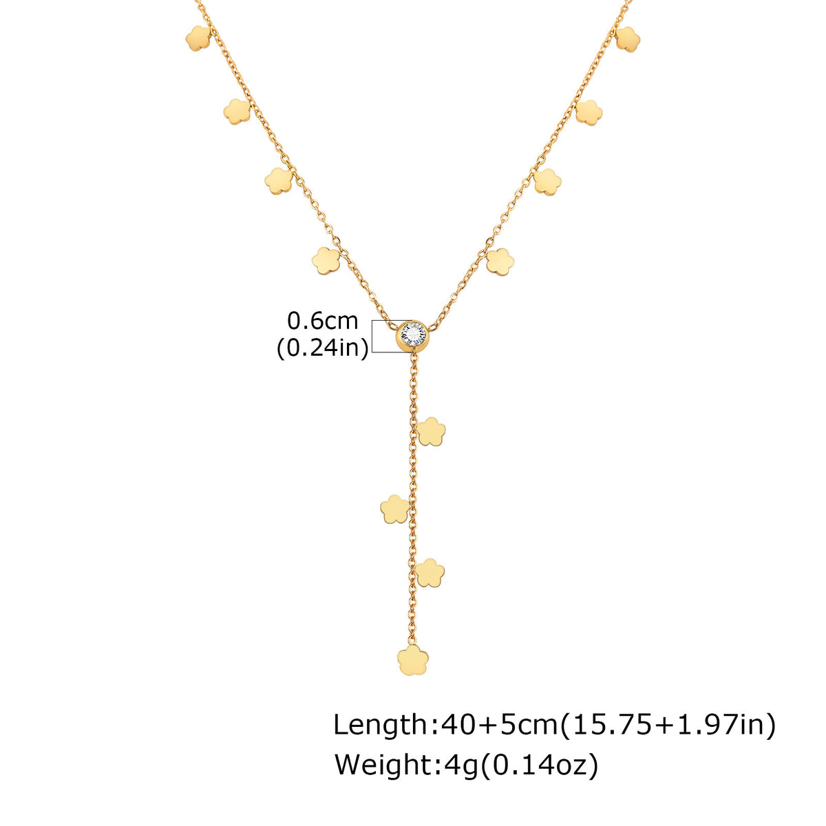 Stainless Steel Zircon Floral Necklace