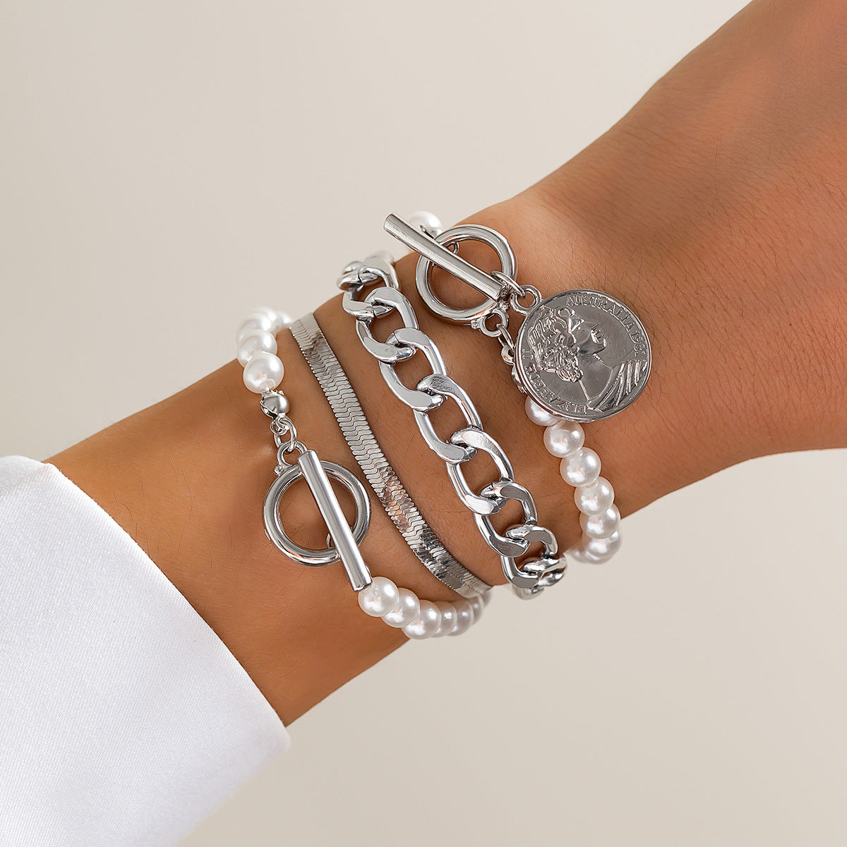 Planderful Faux Pearl Stack Bracelet Set Vienna Verve For Women Elegant Tassel Beaded Statement Jewelry