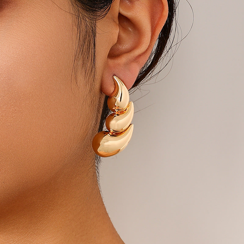 Metallic Charm Three-Layer Drop Earrings - Vienna Verve Collection by Planderful