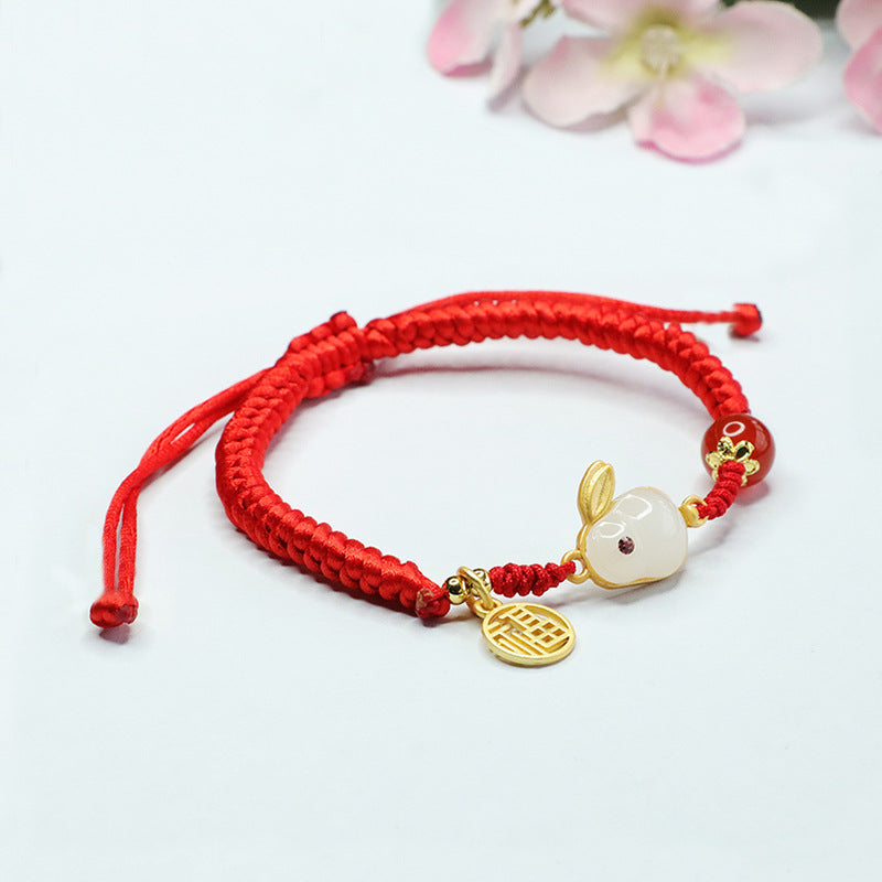 Red Agate and Rabbit Jade Fortune's Favor Bracelet