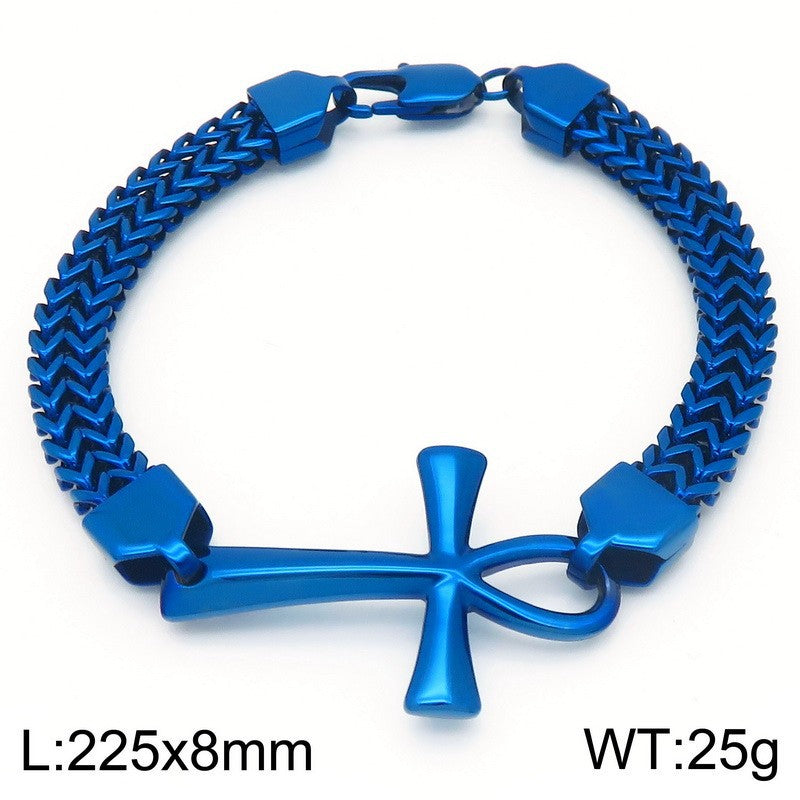 Planderful Mens Egyptian Cross Titanium Bracelet Vintage