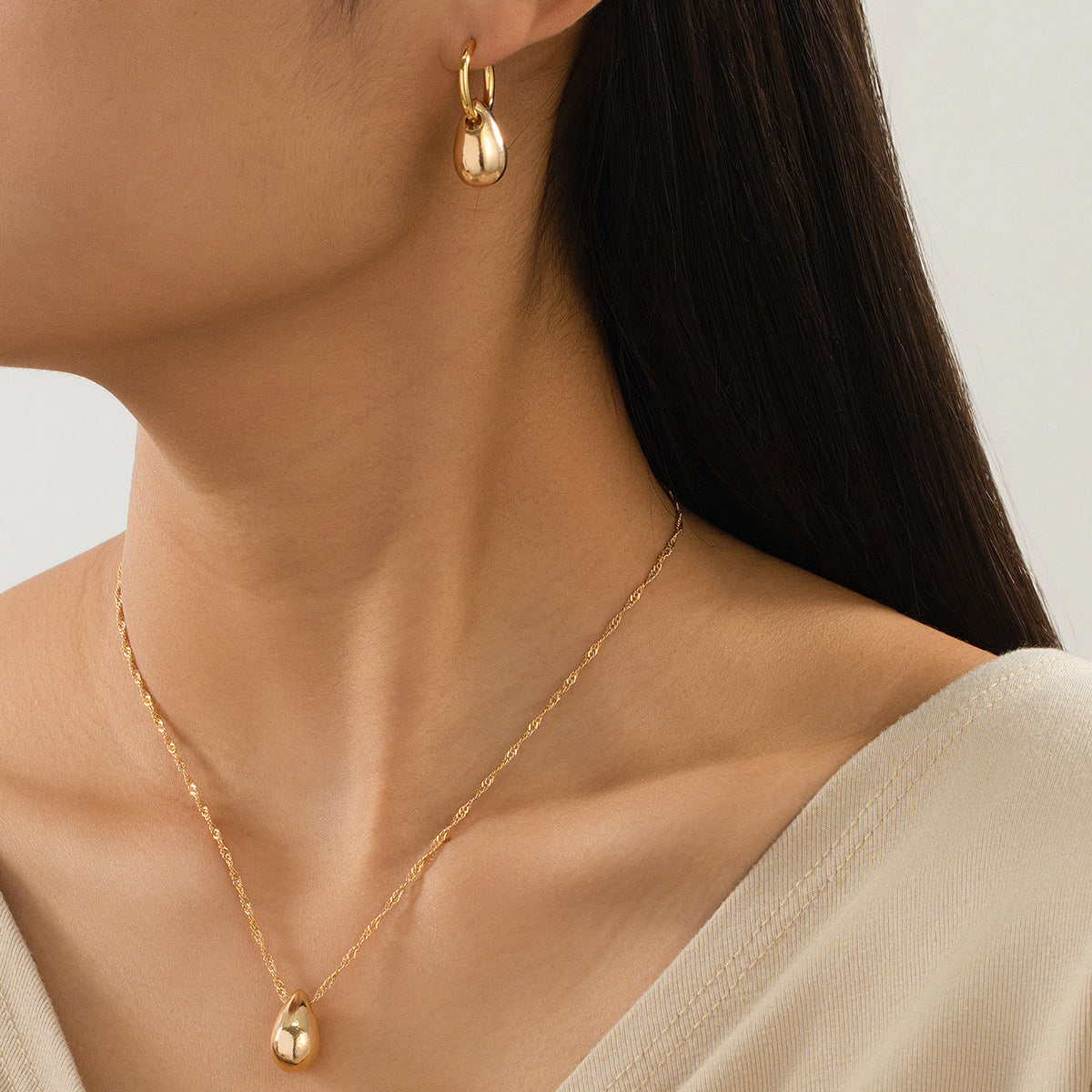 Vintage Minimalist Water Drop Jewelry Set for Women