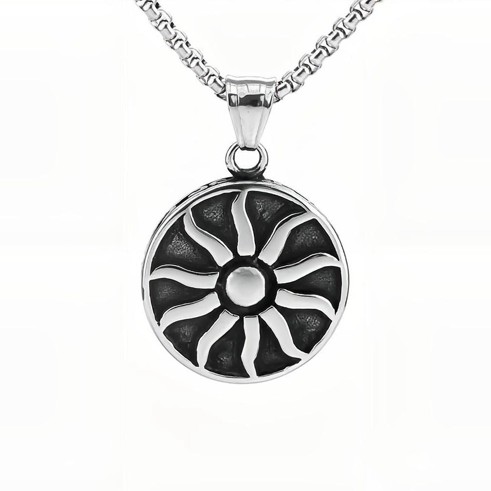 European And American Retro Men's Stainless Steel Sunflower Pendant