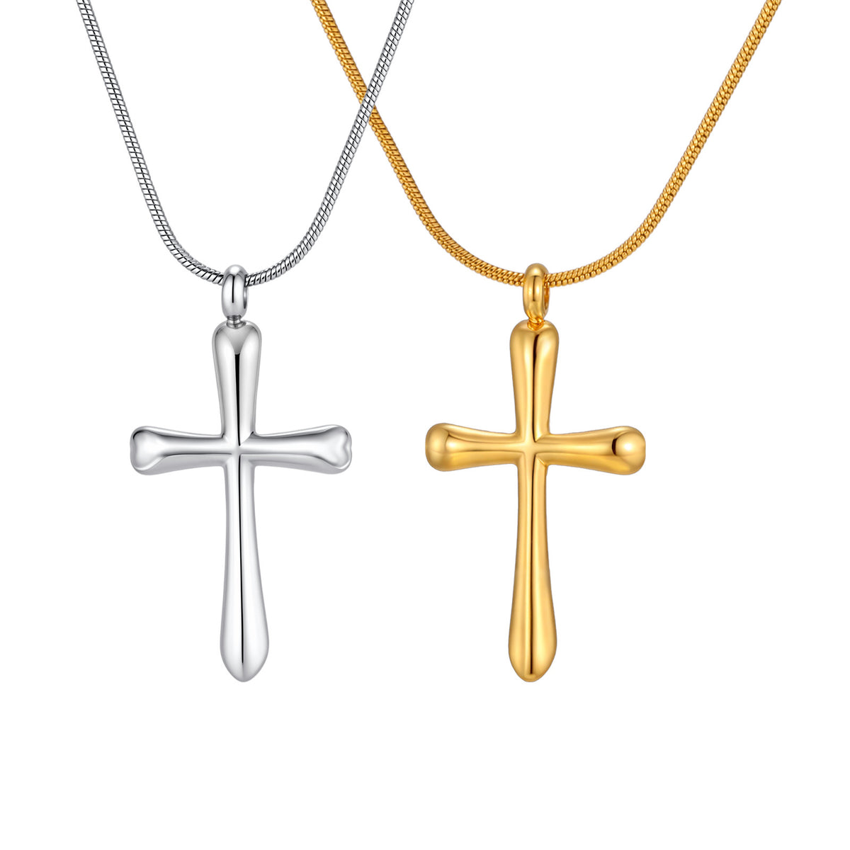 Smooth Cross Pendant Necklace — Gold or Silver