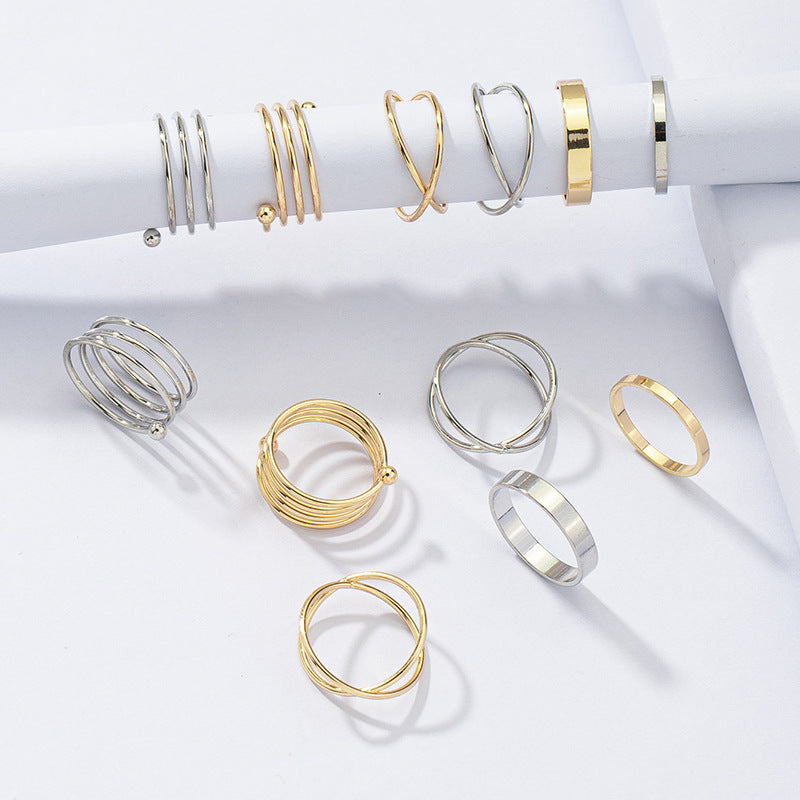 Trendy Geometric Ring Set Collection - Fashionable Instagram Jewelry Pieces for Summer