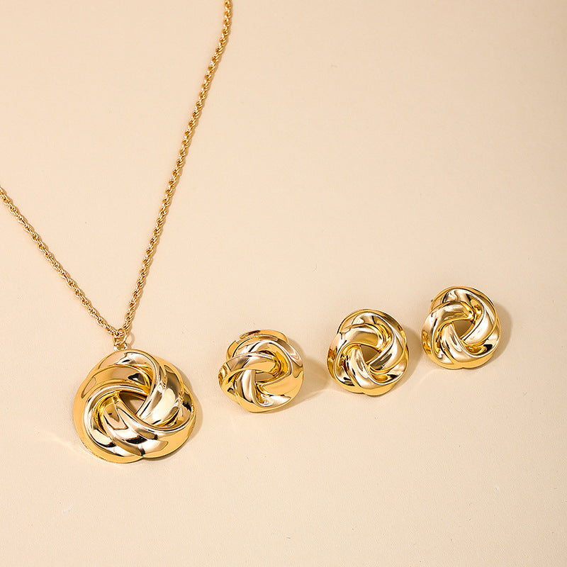 Exquisite Vienna Verve Metal Jewelry Set for Women with Earrings, Ring, and Necklace