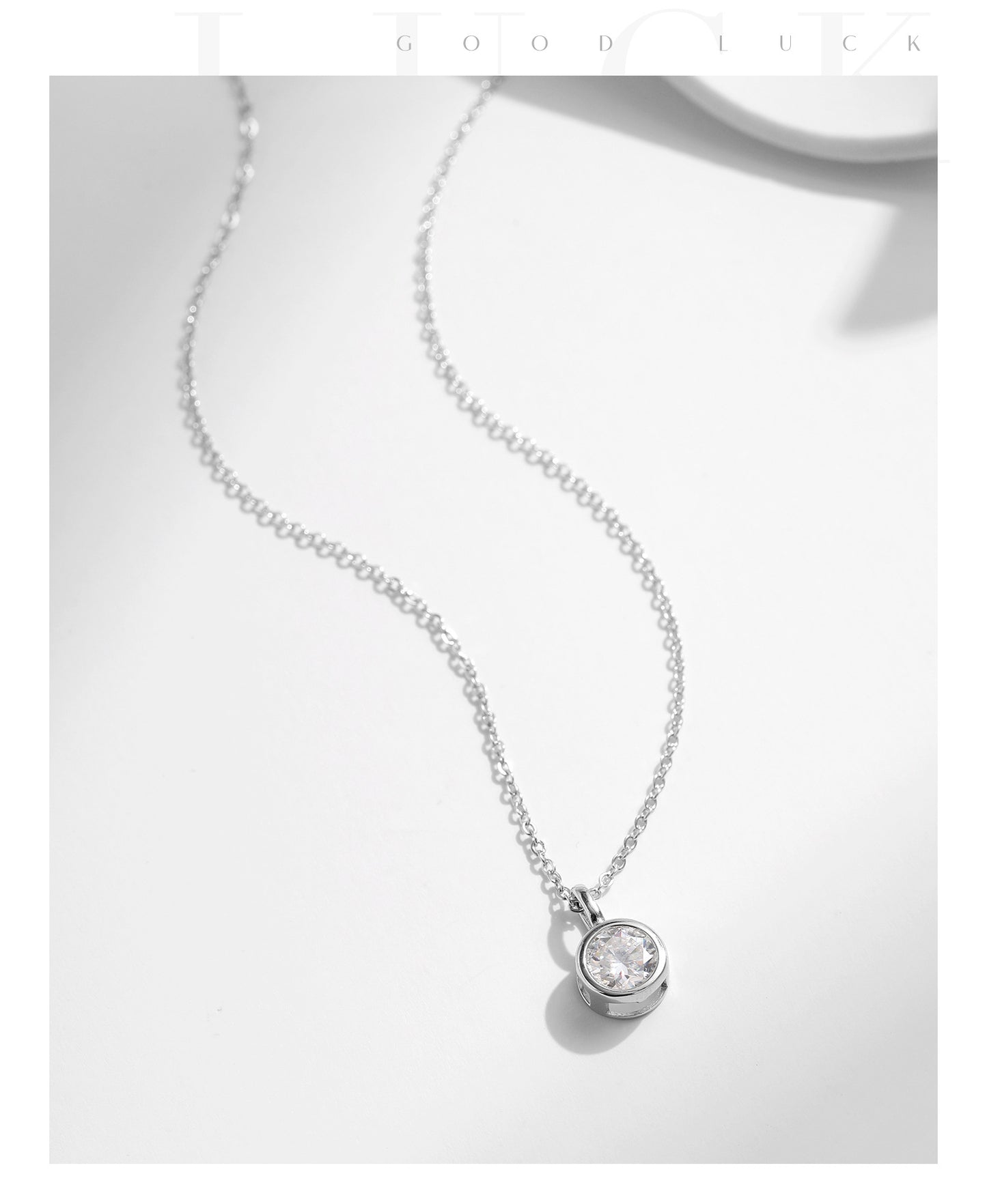 Minimalist D-color Moissanite Necklace with Sterling Silver Chain for Women