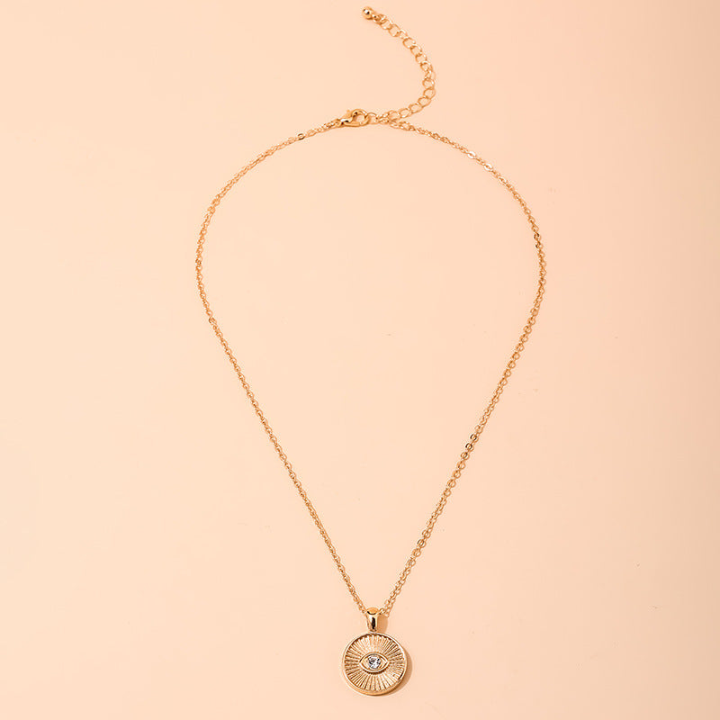 Fashionable Demon Eye Pendant Necklace with Cross-Border Stripe Design