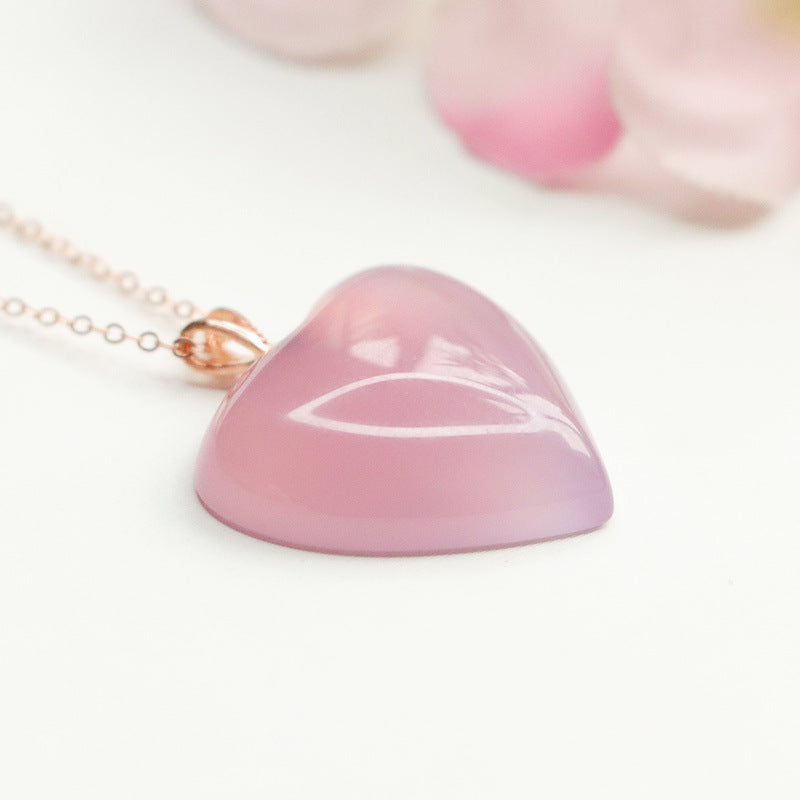 Rose Quartz Heart 925 Silver Pendant — No Chain