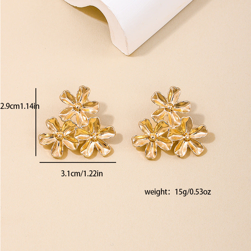 Sweet Vienna Verve Metal Flower Earrings for Women