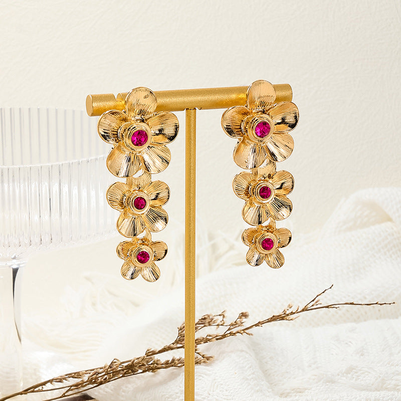 European and American Retro Floral Metal Earrings Collection - Vienna Verve