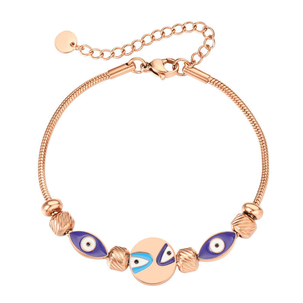 Planderful Everyday Genie Eye Beaded Titanium Steel Bracelet Unisex Statement Jewelry for Women and Men