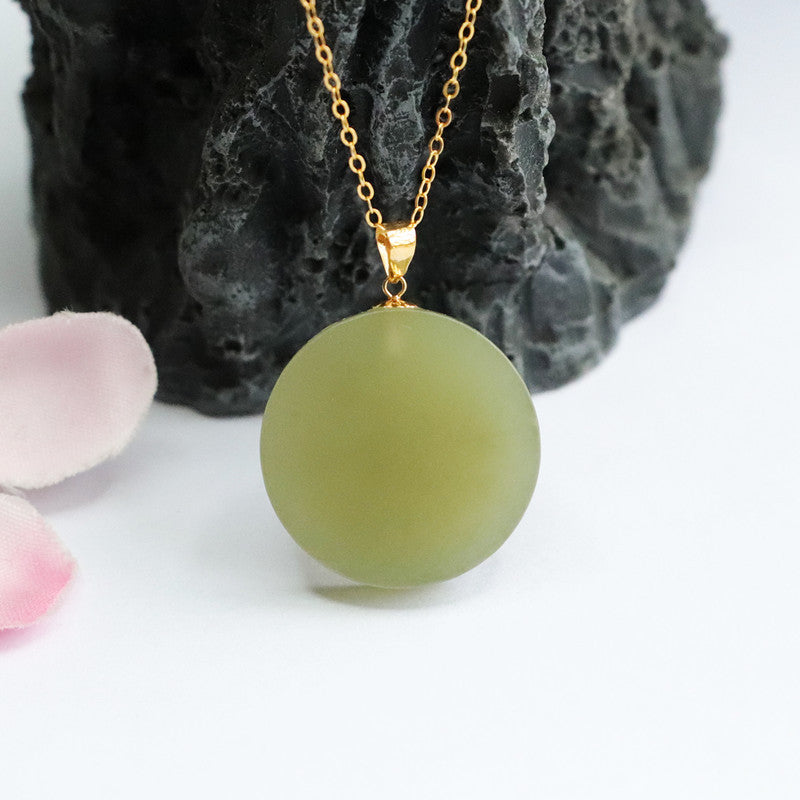 Circular Hotan Jade Sterling Silver Necklace - Fortune's Favor