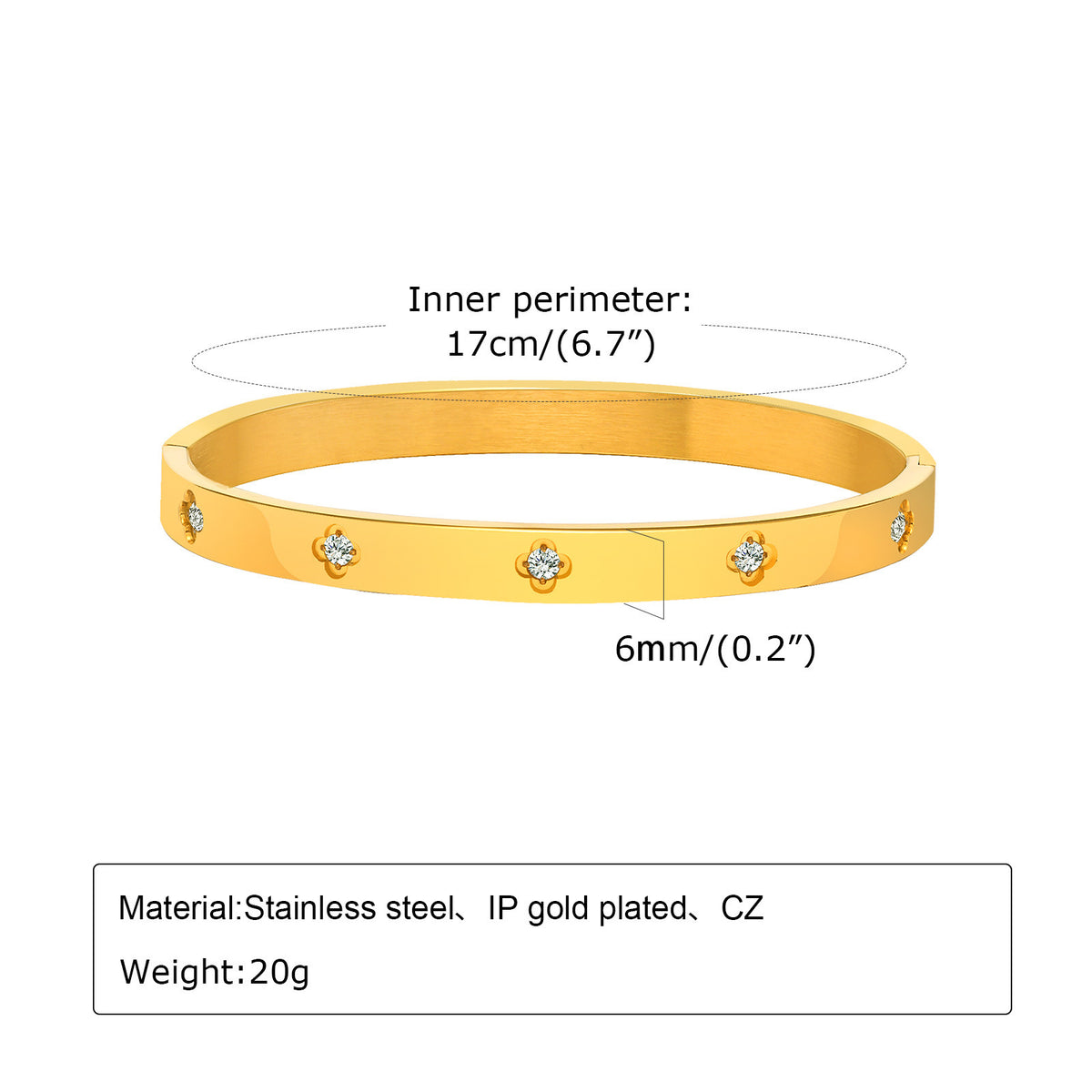 Flower Zircon Stainless Steel Bracelet for Women