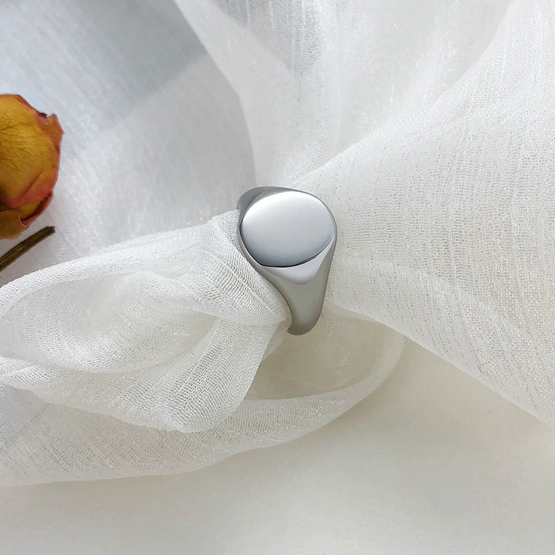 Rings Stainless Steel Bare Body Oval Flat Head Glossy Ring