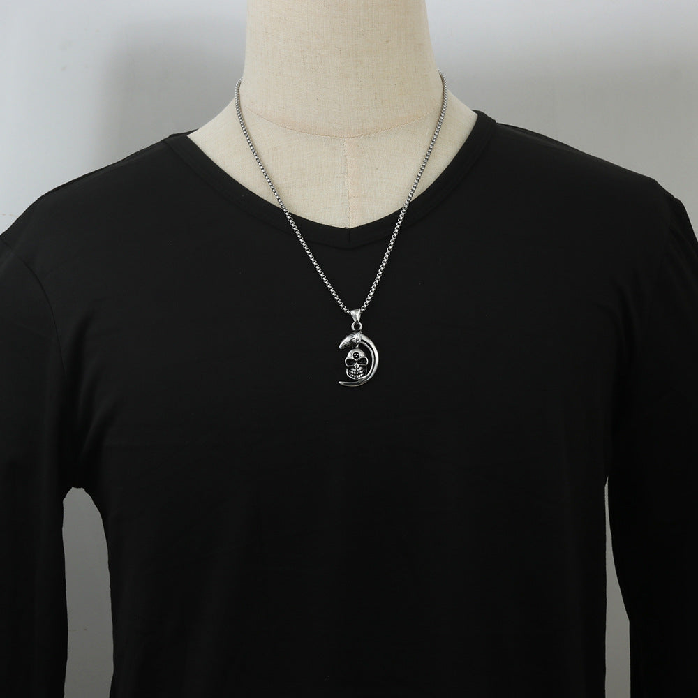 European And American Stainless Steel Skull Pendant Necklace