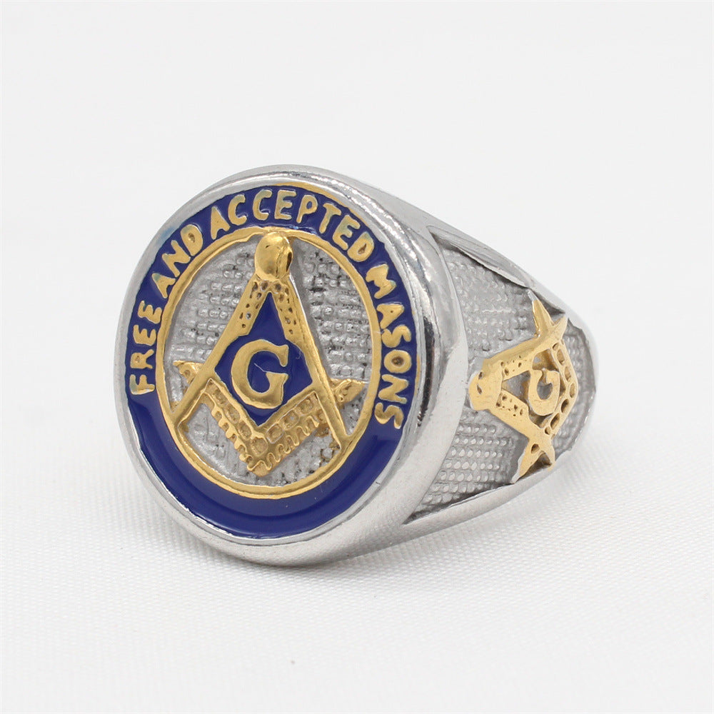 Planderful Freemasonry Ring For Men And Unisex Titanium Steel Protection Statement Jewelry