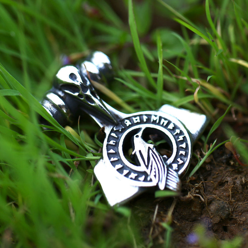 Norse Crow Pendant in Titanium Steel - Personalized Men's Accessory