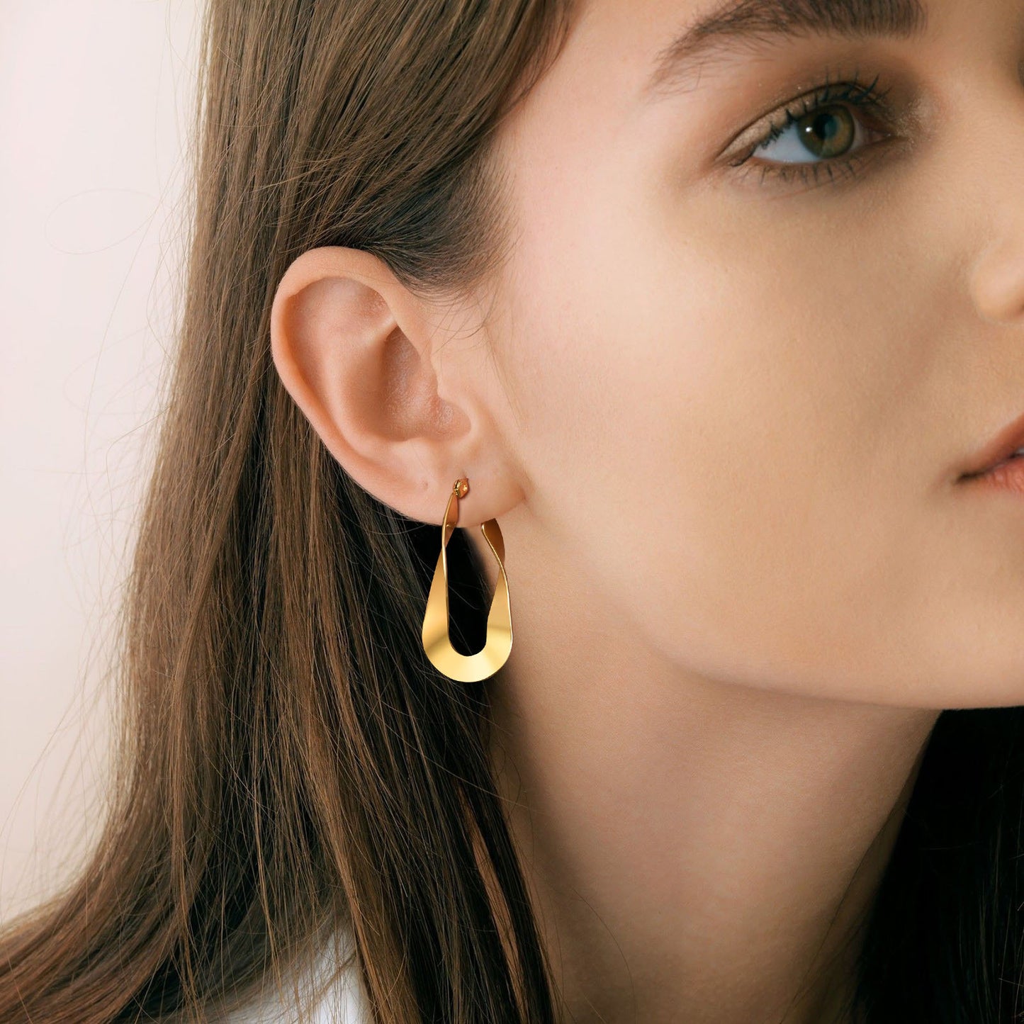 Stainless Steel Mobius Earrings European American Gold Versatile