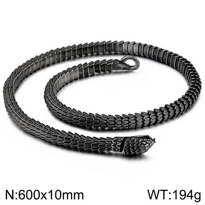 Planderful Men Snake Necklace Titanium Steel Punk Style