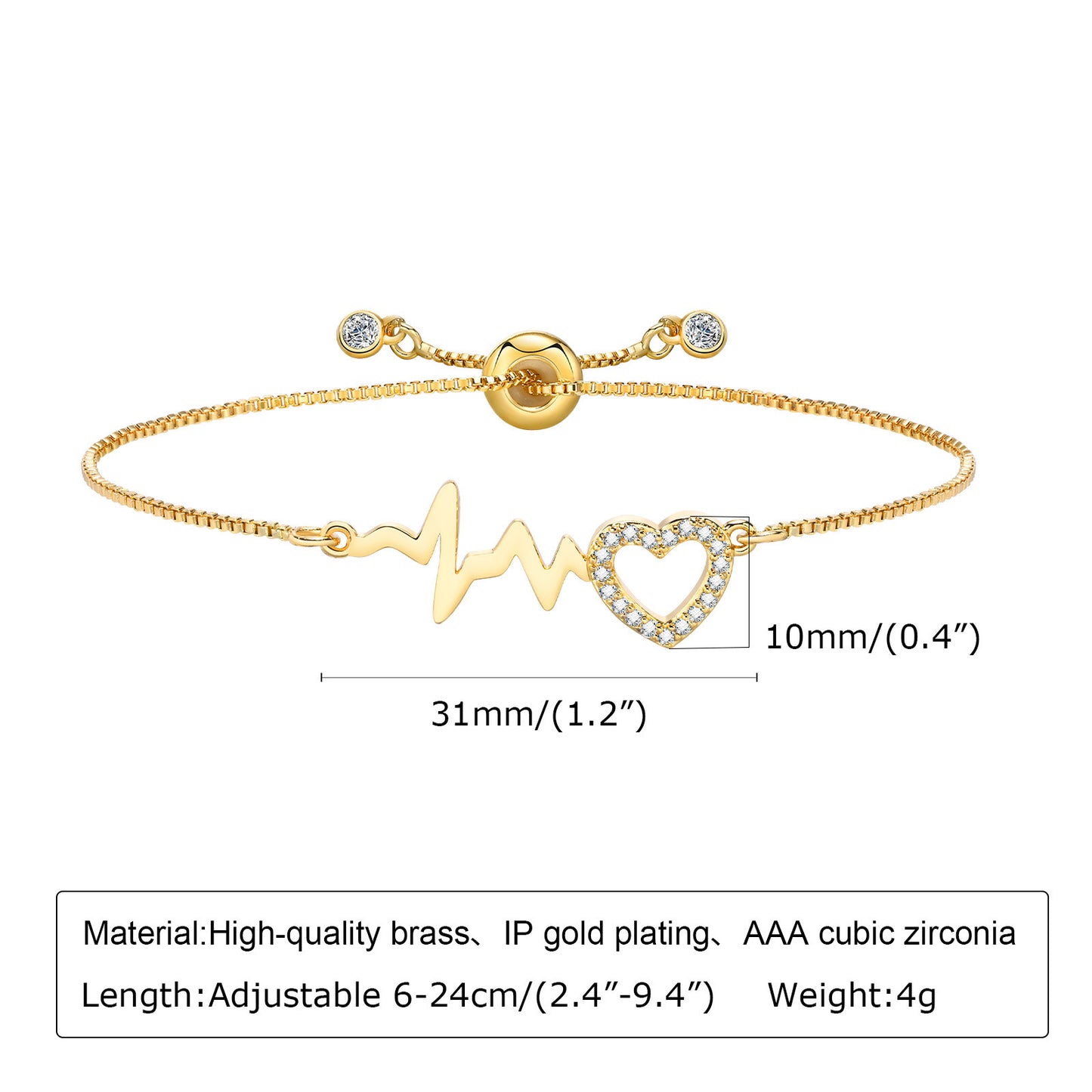 European And American Cross-Border Bracelet Adjustable Copper Heart-Shaped Leaf Zircon Gold Woman