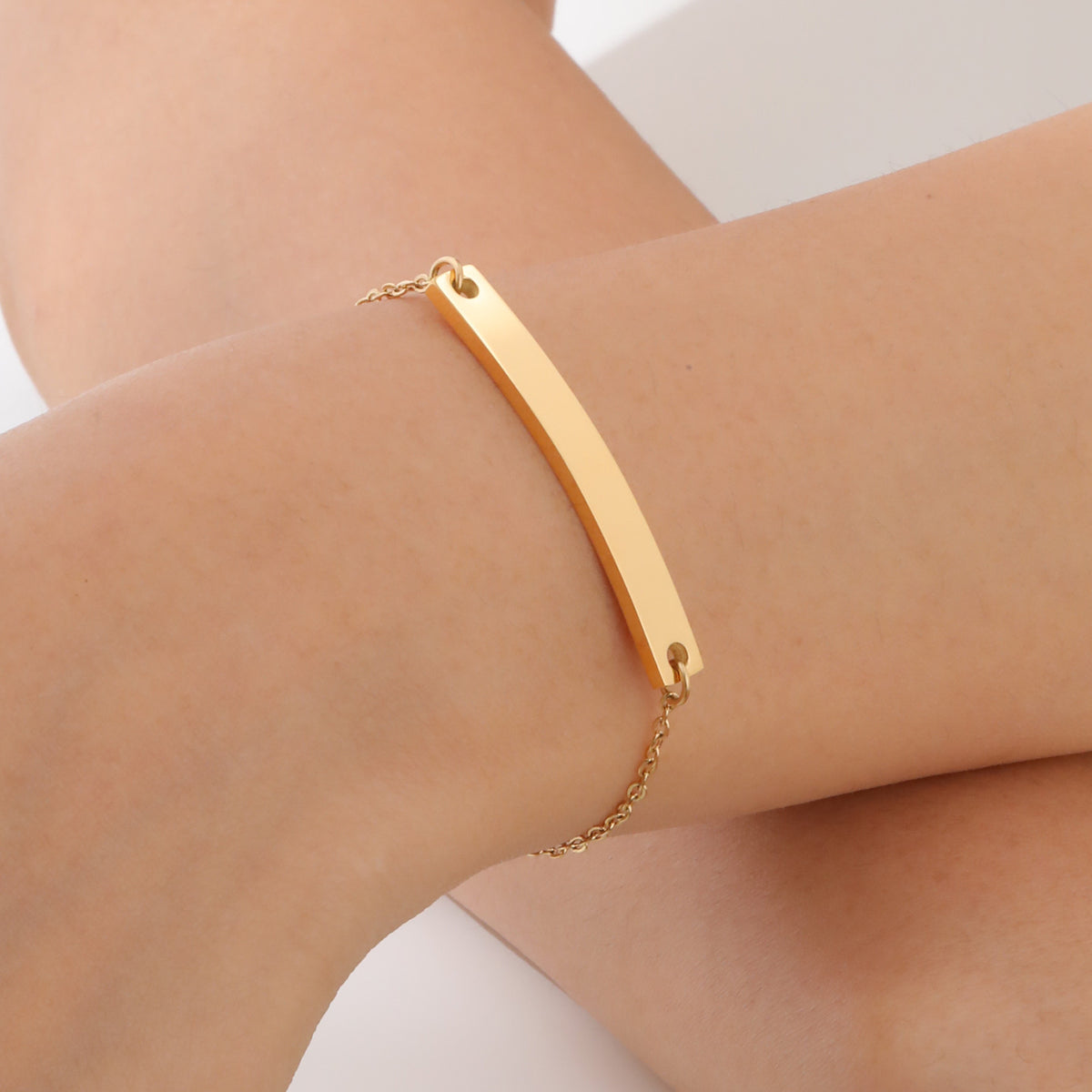 Stainless Steel Bent Brand Fine Gold Bracelet Ladies