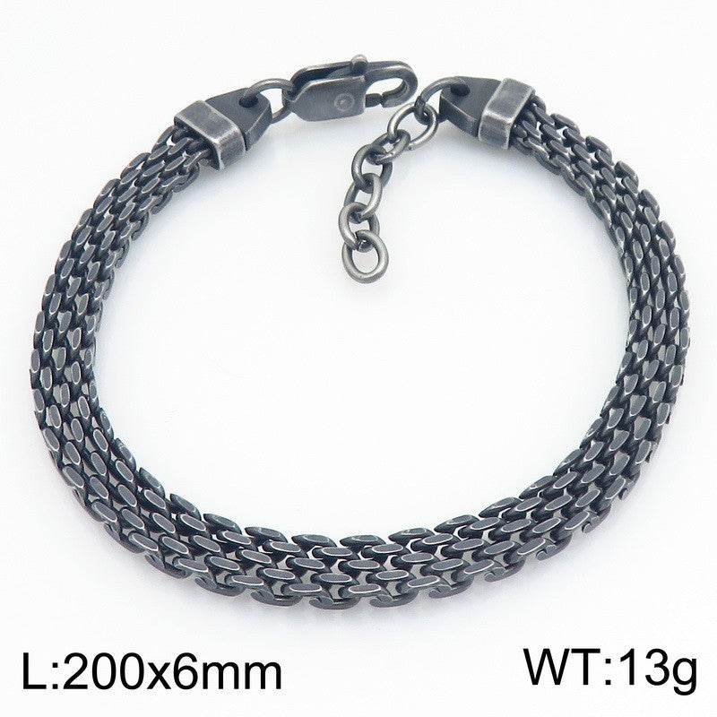 Mesh Chain Bracelet Cut Woven Chain Including Extension Chain Stainless Steel Unisex