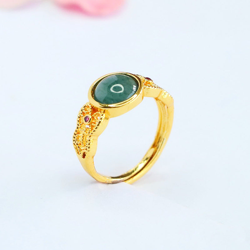 Blue-Water Jadeite Filigree Ring