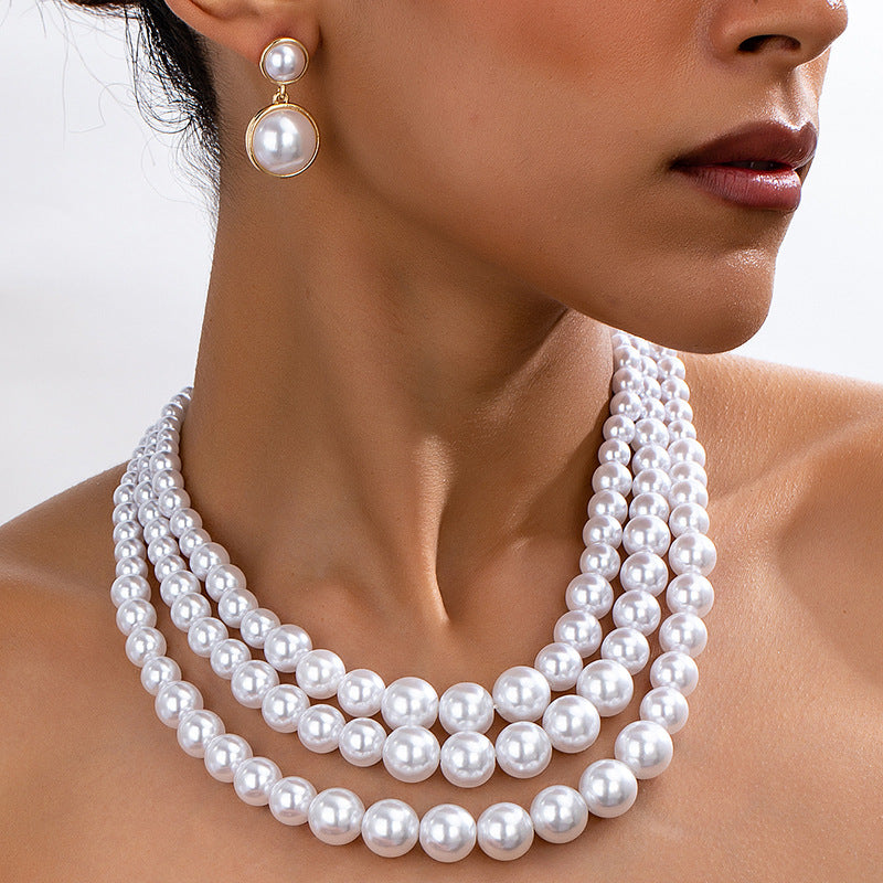 Light Luxury Pearl Necklace Earrings Set for Women Planderful