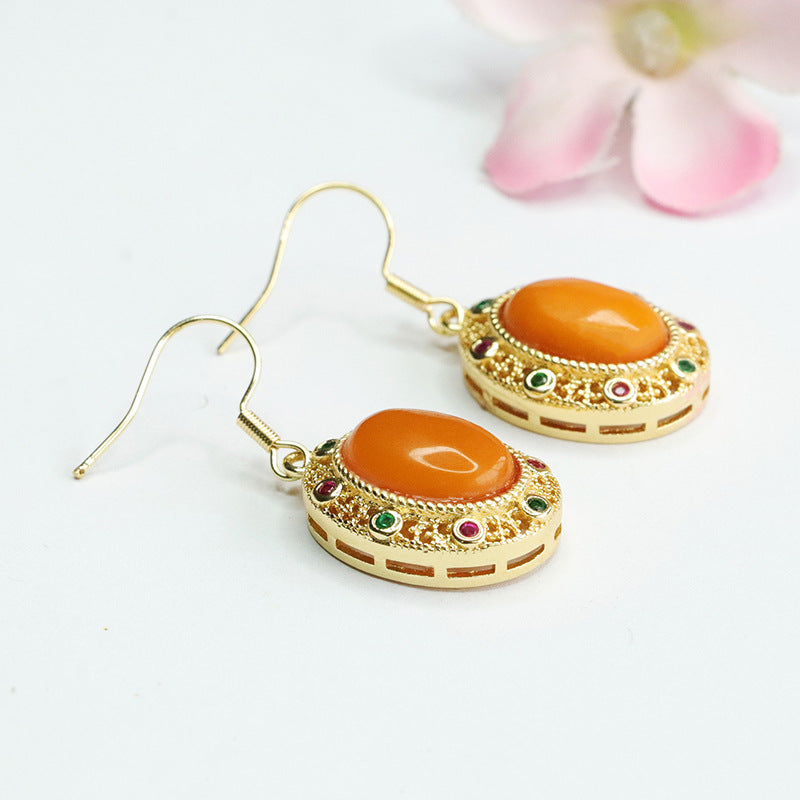 Vintage Beeswax Amber Drop Earrings