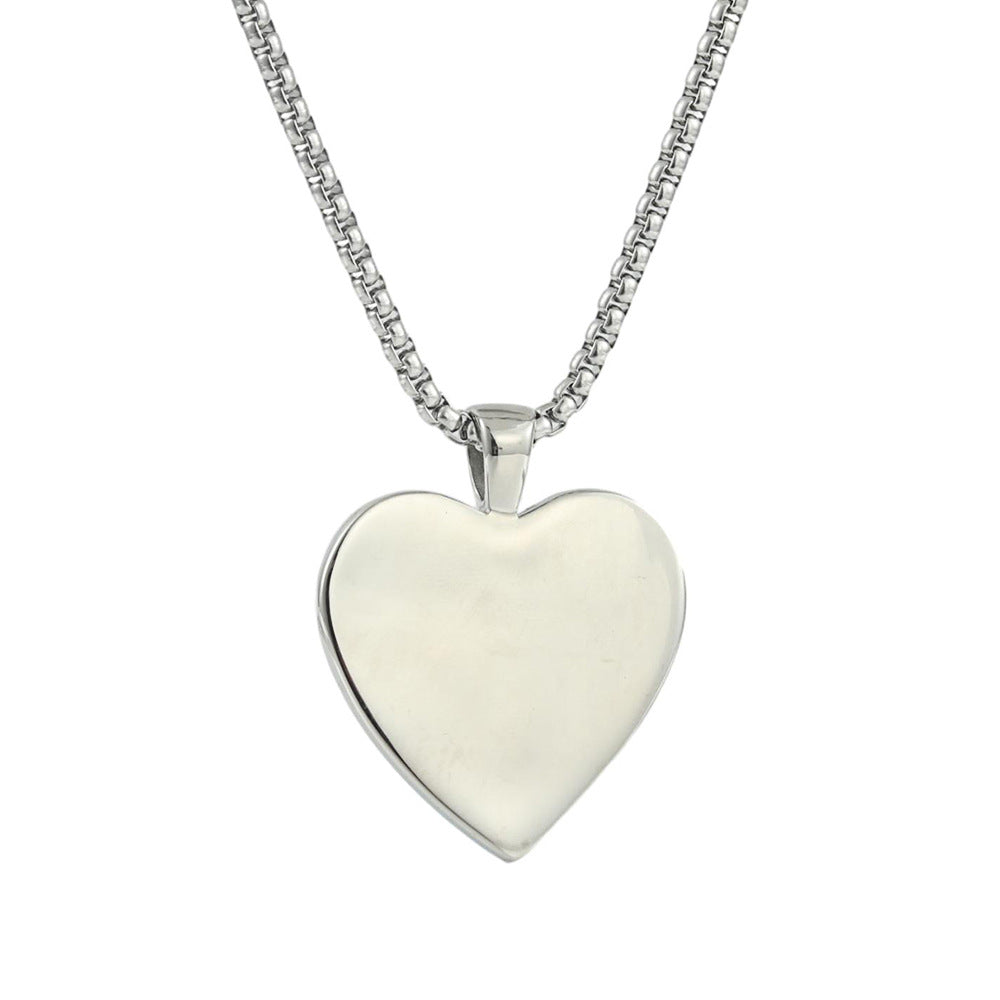 Trendy Retro Punk Necklace with Titanium Steel Heart-Shaped Turquoise Pendant