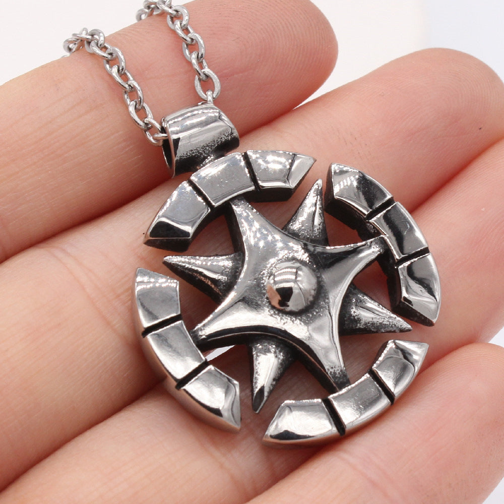 Planderful Retro Compass Pendant For Men And Women Titanium Steel Unisex Protection Statement Jewelry