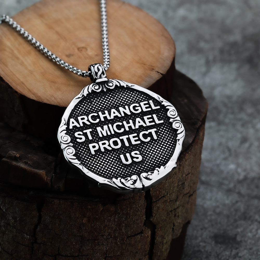 European And American Men's Fashion Jewelry Wholesale Ancient Greece St. Michael's Angel Pendant Amulet For Men