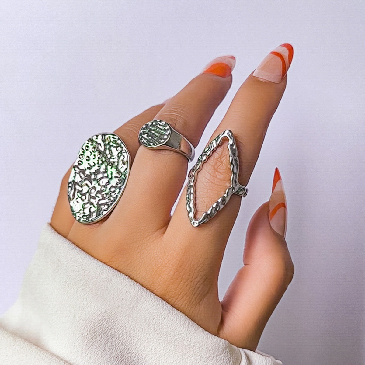 European and American Geometric Cyberpunk Ring Set Opening Alloy Metal Joint Ring