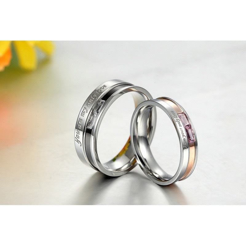 Stainless Steel Zircon Ring for Couples by Planderful Everyday Genie Collection Romantic Valentines Gift for Lovers