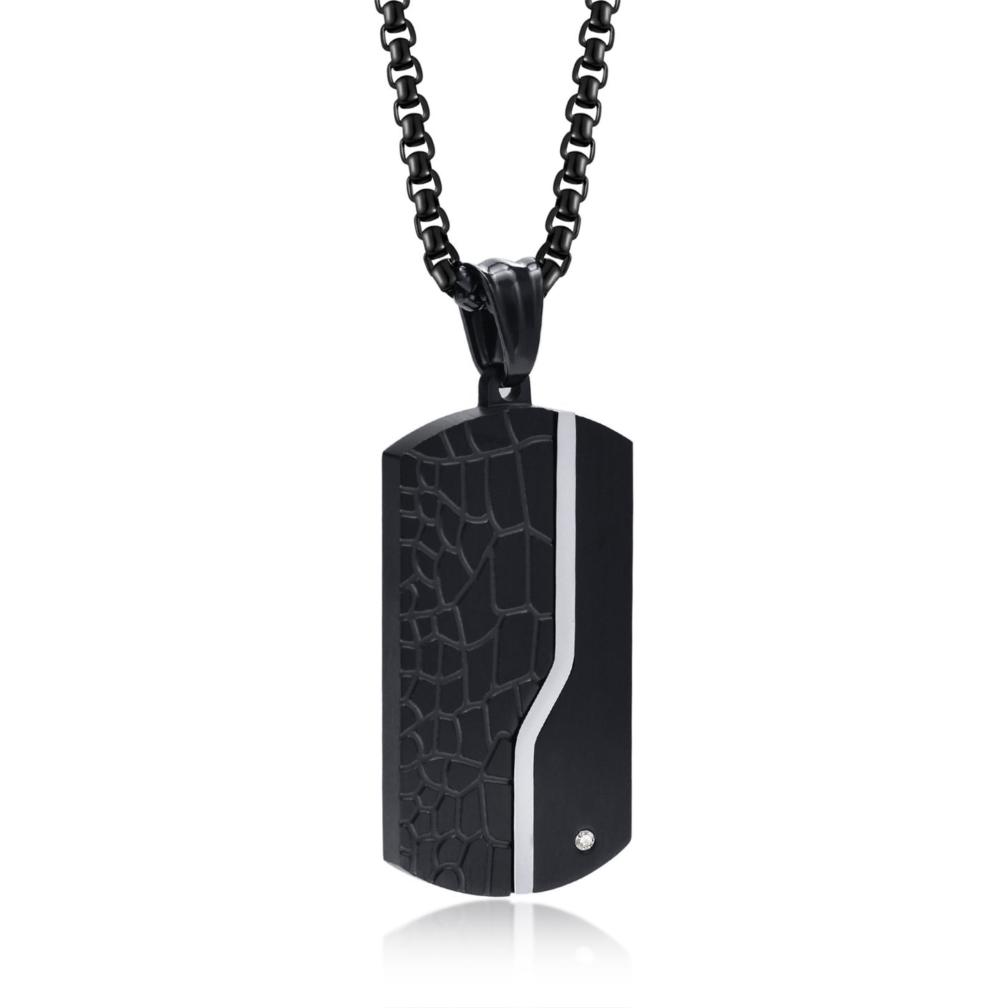 Titanium Steel Black Tag Stainless Steel Dog Tag Necklace