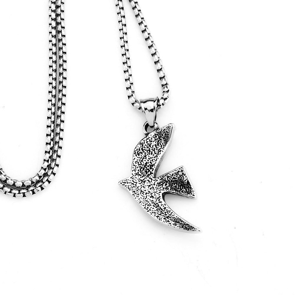 European And American Retro Men's And Women's Pendants Stainless Steel Double-Sided Peace Dove Pendant