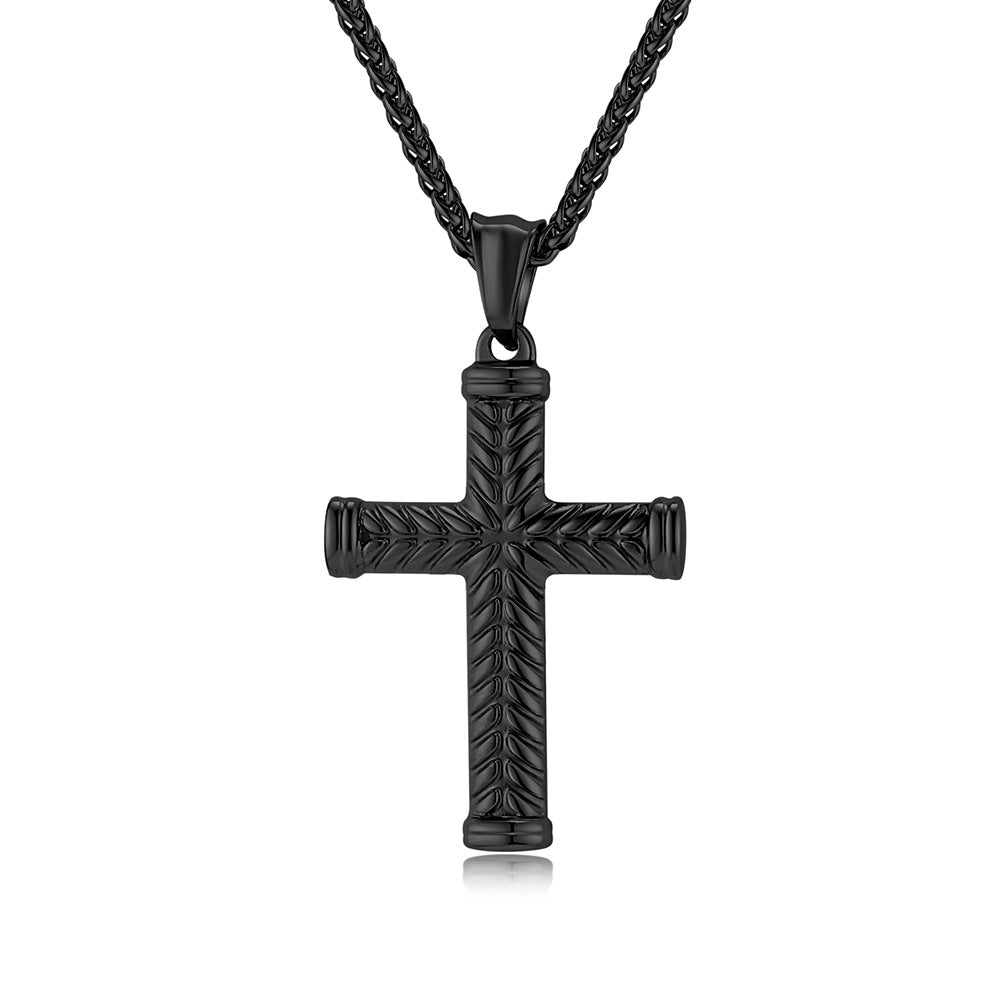 European And American Classic Titanium Steel 18K Gold Cross Necklace For Men